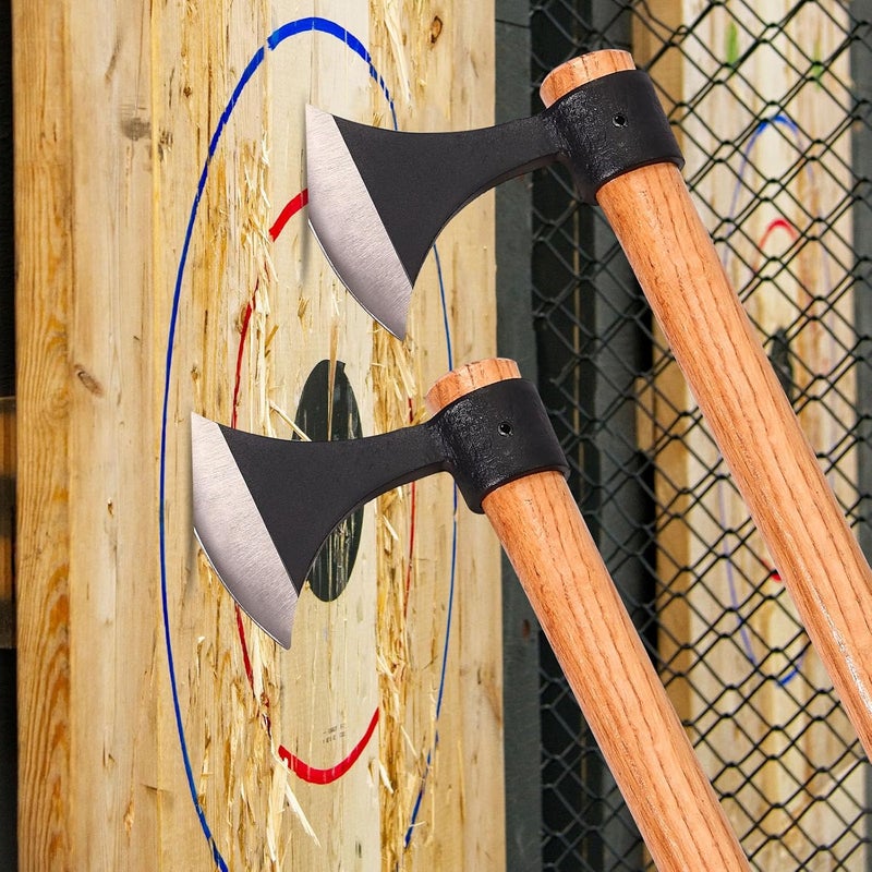 LUIOUS 16" Throwing Tomahawks, 2 Pack Axes with High Carbon Steel & Wooden Handle, Ideal for Axe Throwing Game, Recreation & Competition, Gift for Men - Image 2